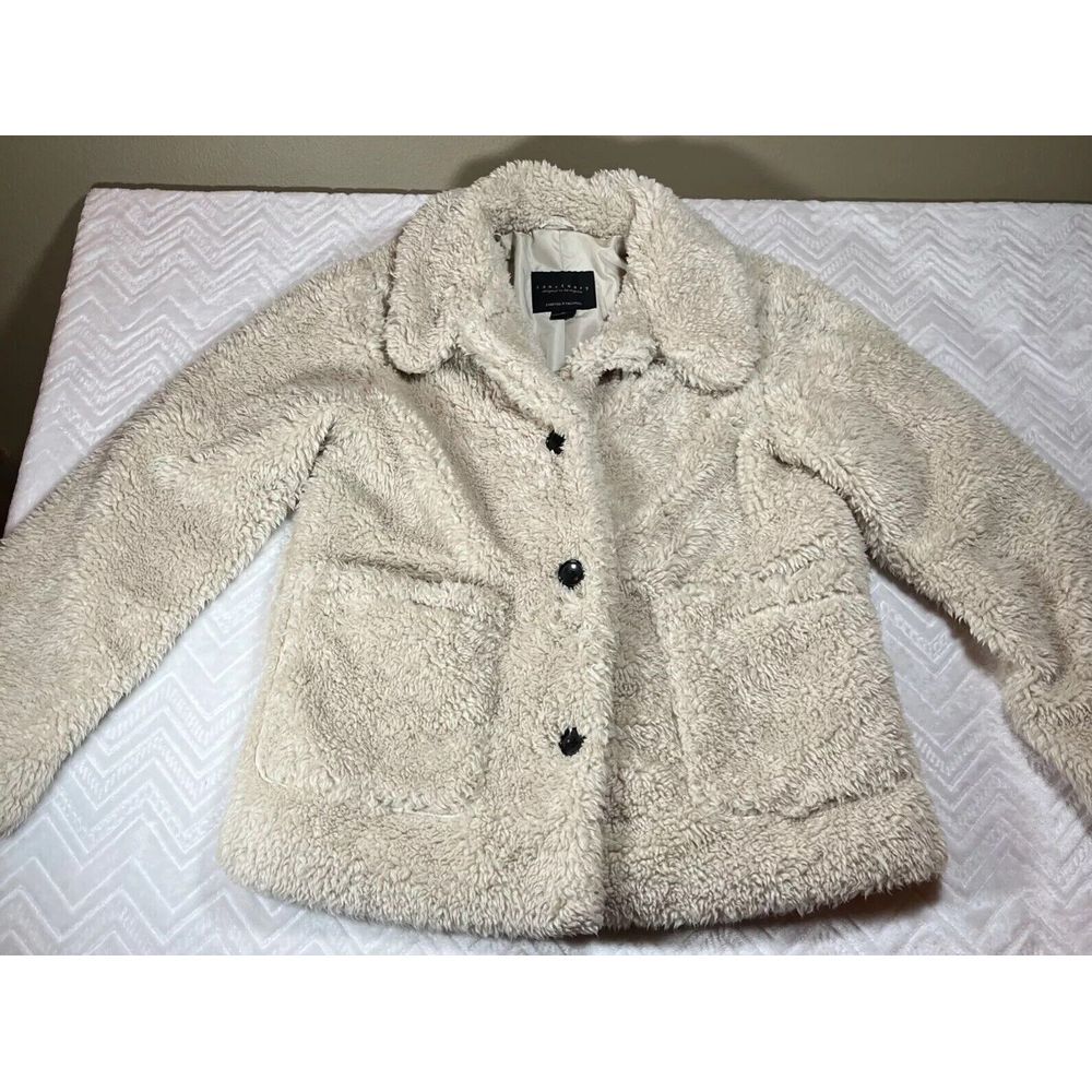 Sanctuary Sherpa Jacket Size M Teddy Bear Coat Beige Anthropologie - Picture 2 of 14